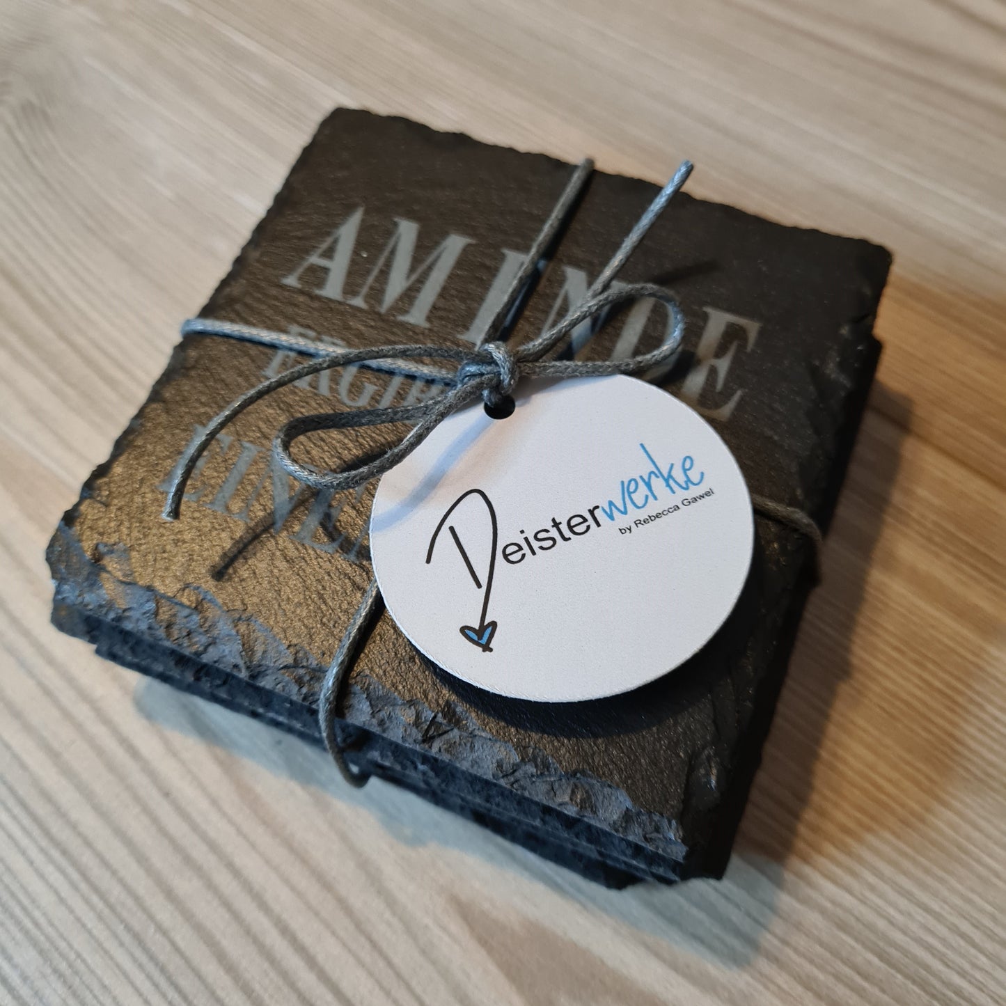 4er-Set - Untersetzer Schiefer - Gin-Sprüche - Deisterwerke