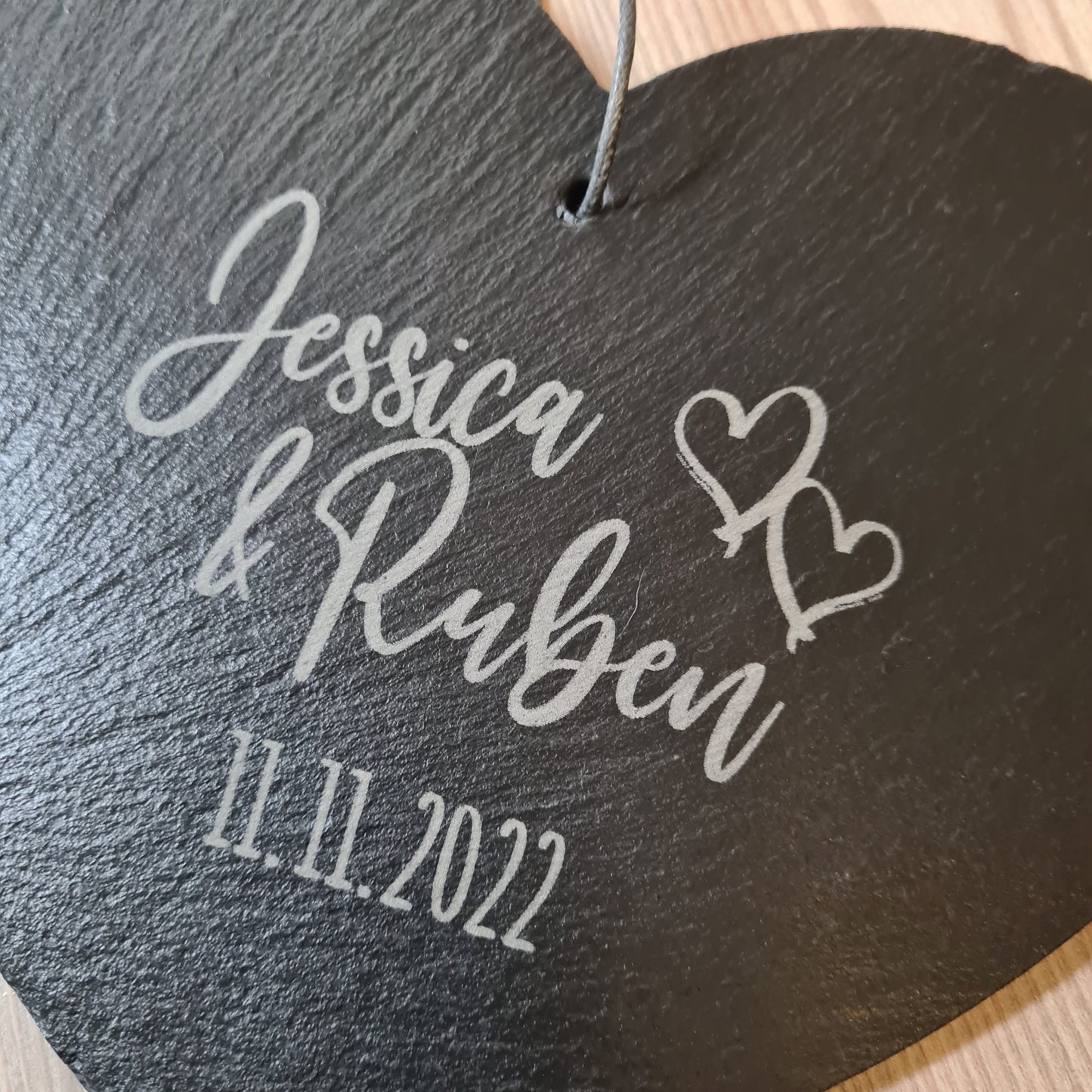 Schieferherz Hochzeit - Design 3 - personalisiert - Deisterwerke