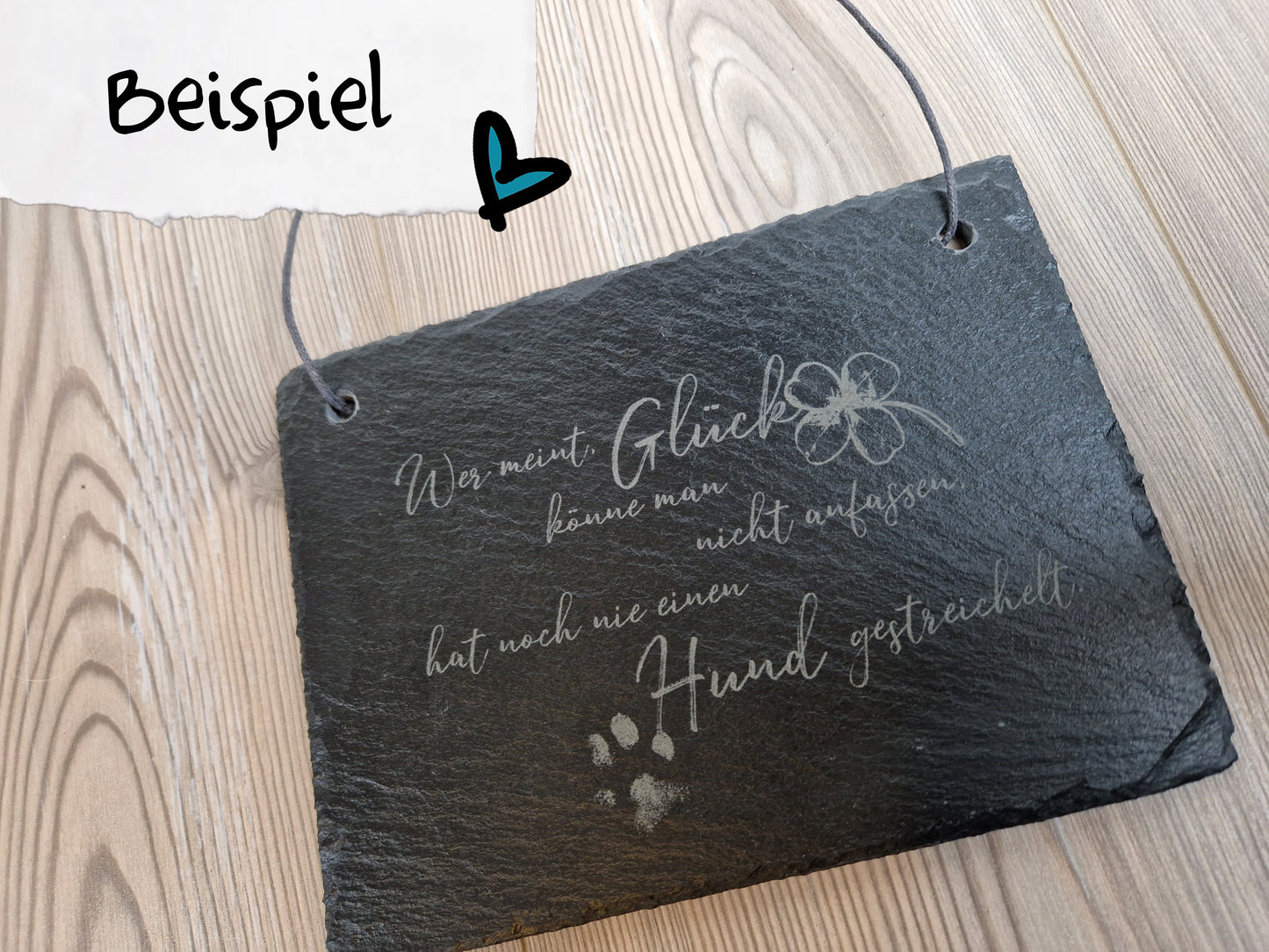 Schieferschild "Wunschdesign" - 15x20 cm - Wunschtext, Wunschmotiv - Deisterwerke