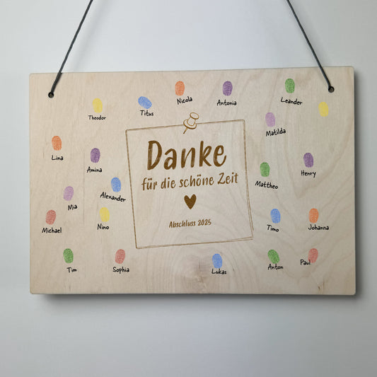 Holzschild Danke 2 - Abschied Kindergarten/Schule - individuell - Deisterwerke