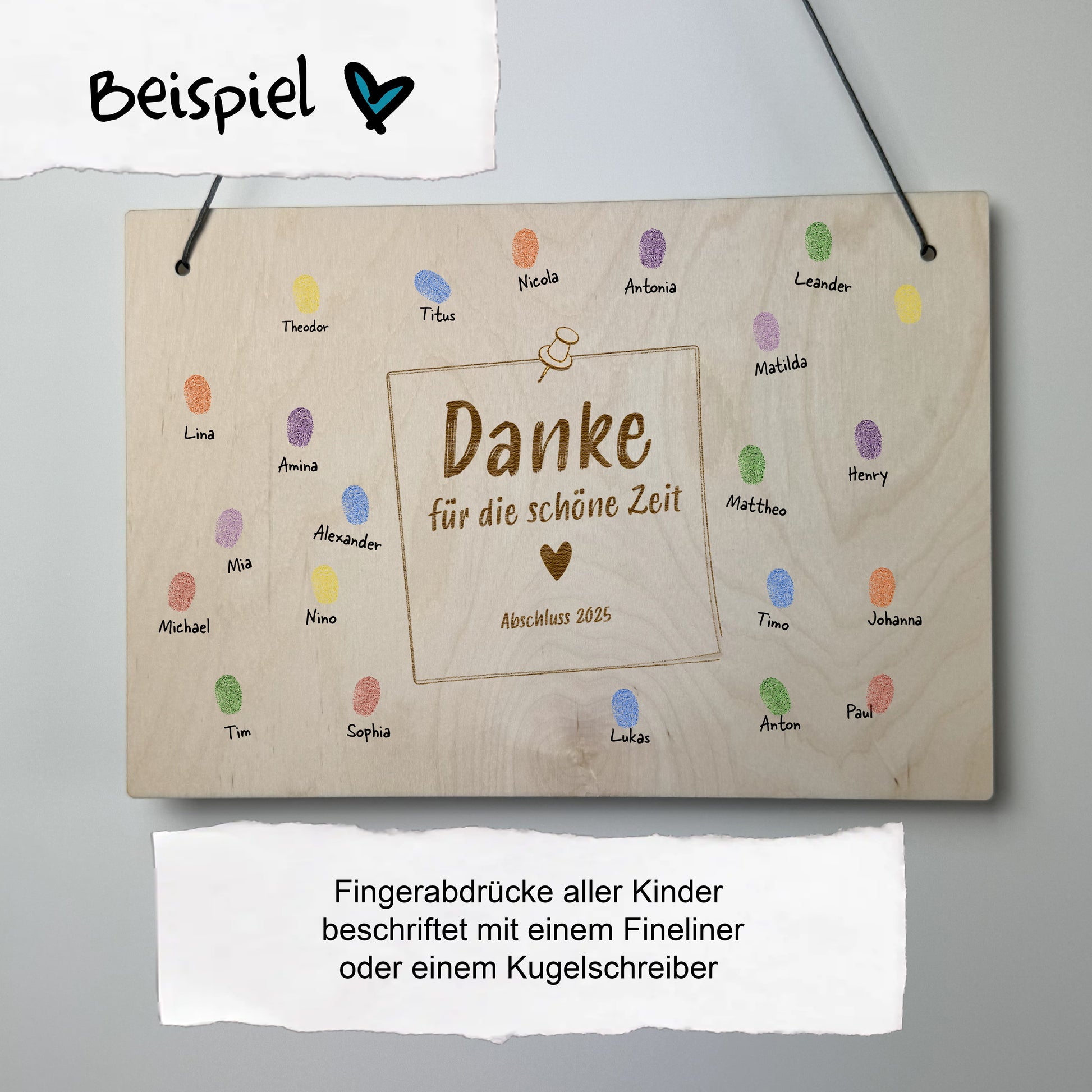 Holzschild Danke 2 - Abschied Kindergarten/Schule - individuell - Deisterwerke