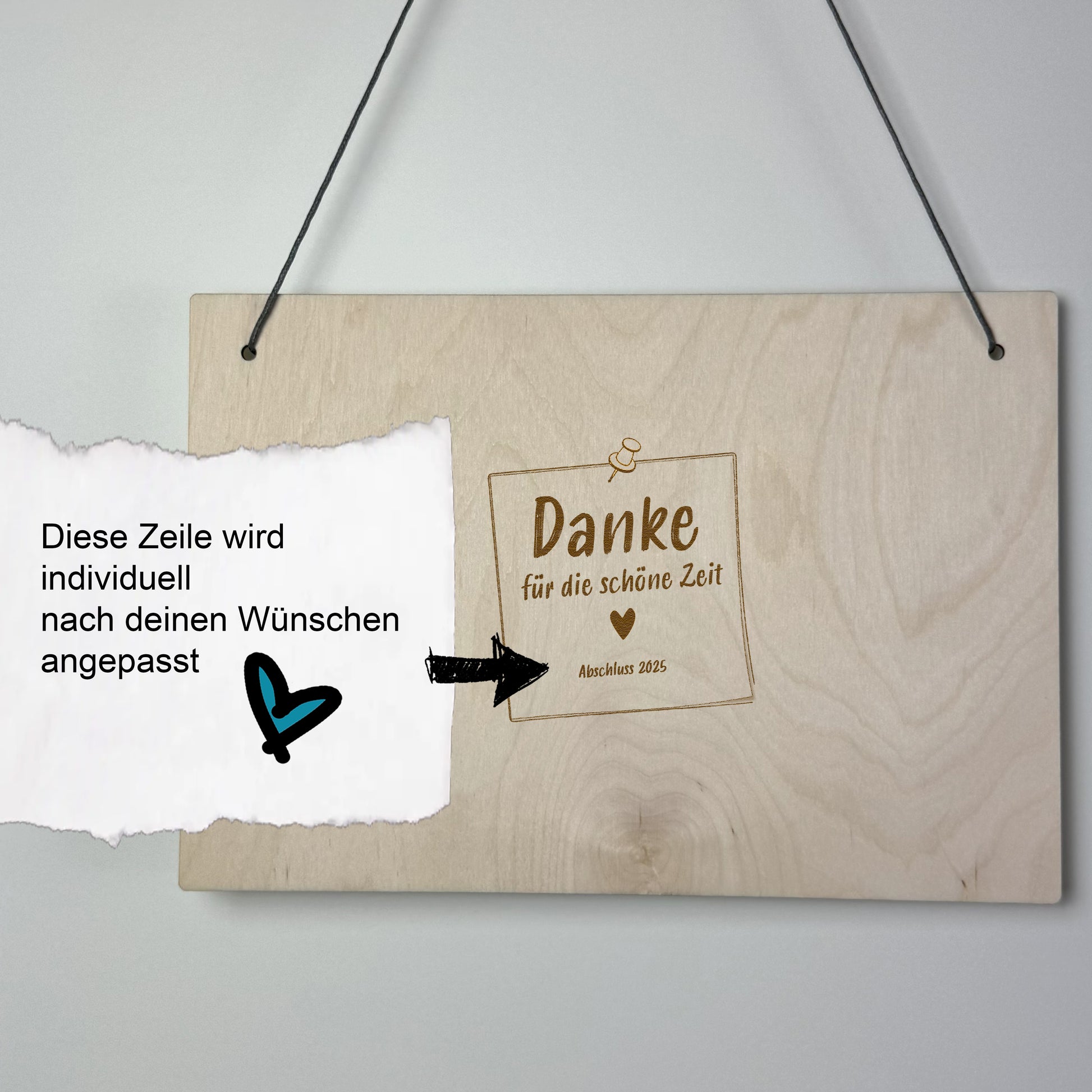 Holzschild Danke 2 - Abschied Kindergarten/Schule - individuell - Deisterwerke