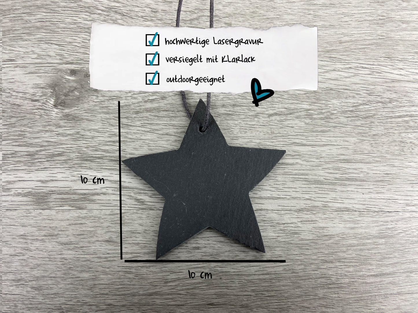 Geschenkanhänger Stern mit Name personalisiert - Schiefer, Anhänger, Tischdeko, Platzkarte - Deisterwerke