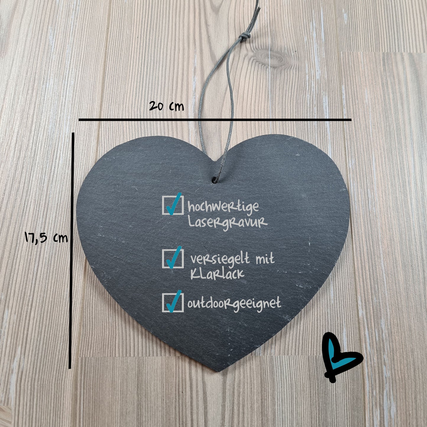 Schieferherz Abschied Tagesmutter/Tagesvater - inkl. Original-Handabdruck des Kindes