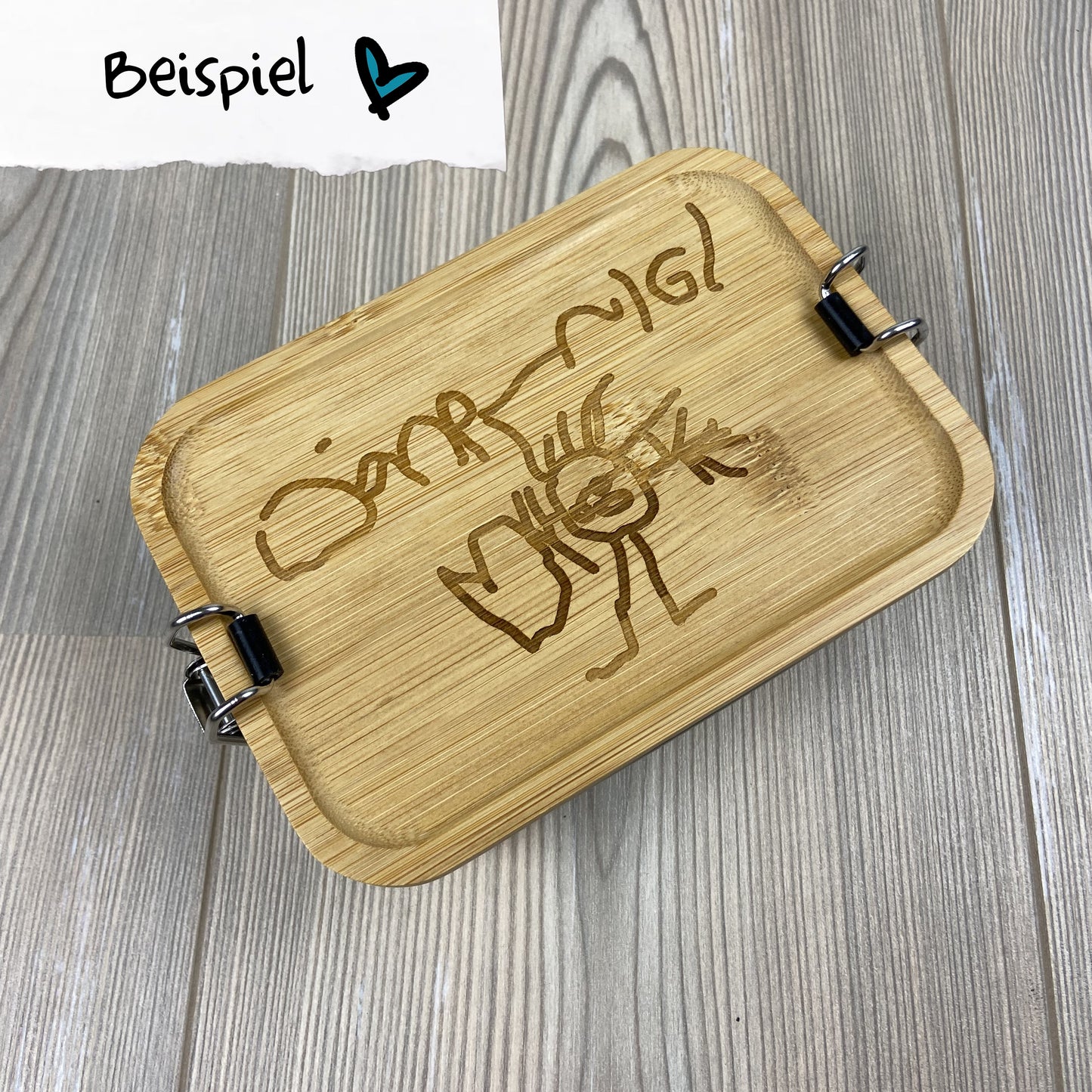 Brotdose personalisiert, Original Kinderzeichnung gravieren, Kinderkunstwerk, Kinder malen, Zeichnung verewigen, besonderes Geschenk, Beispiel Zeichnung