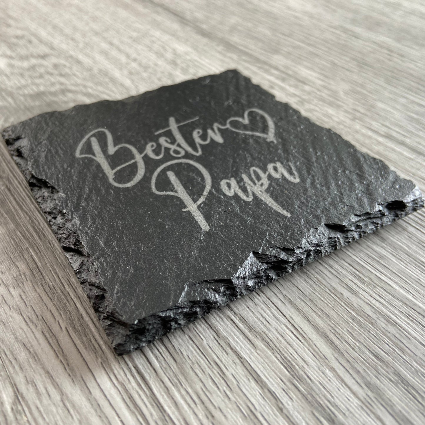 Detailansicht Schieferuntersetzer Bester Papa Geschenkidee zum Vatertag Geschenk für Vati