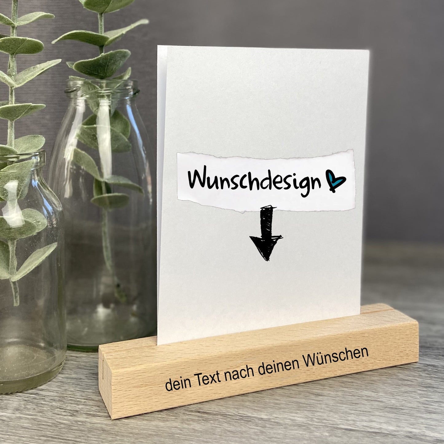 Kartenhalter aus Buchenholz mit individueller Gravur - Wunschtext
