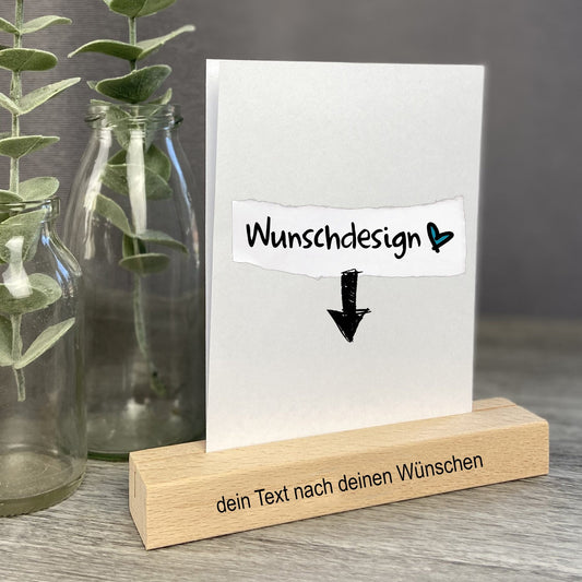 Kartenhalter aus Buchenholz mit individueller Gravur - Wunschtext