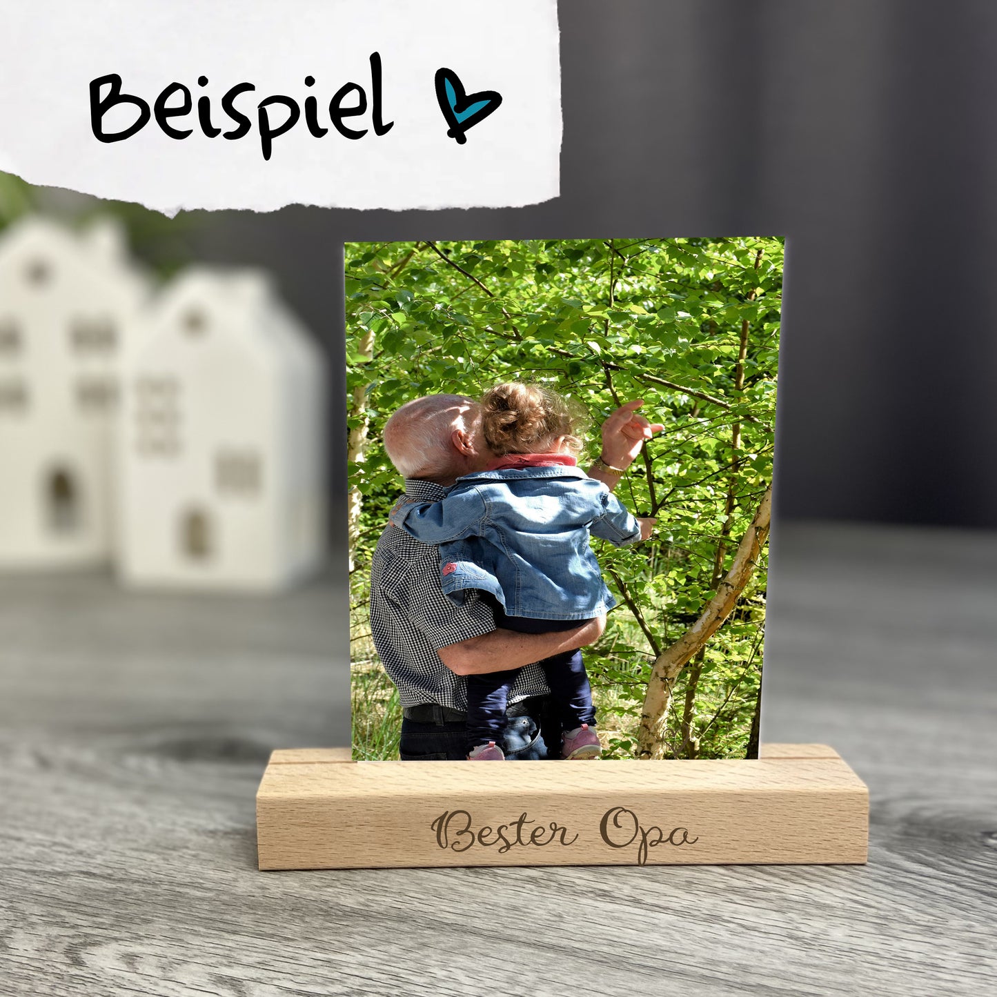 Beispiel Wunschtext - bester Opa - Geschenkidee für Opa Kartenhalter mit besonderem Foto