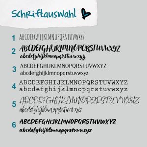 Schriftauswahl für die individuelle Gravur - Wunschtext mit Schriftart aus der Übersicht
