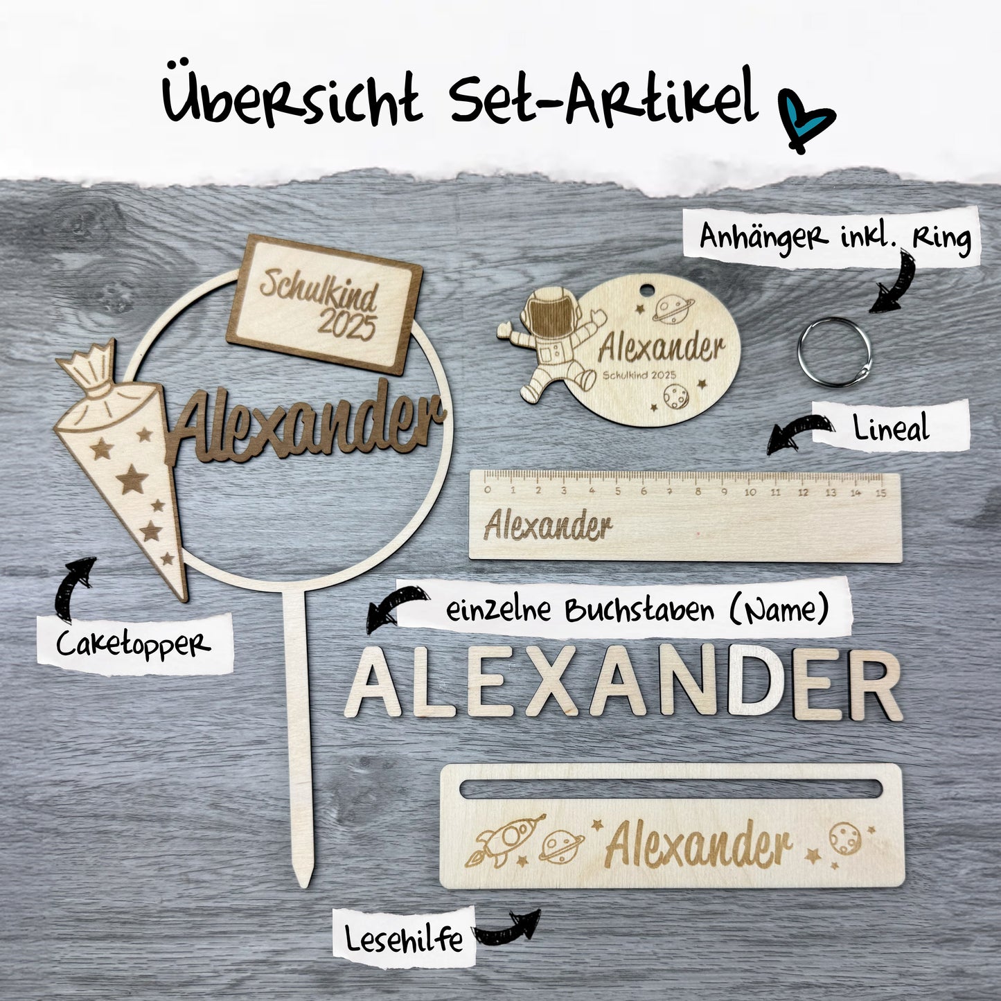 Set Einschulung - Schulkind 2025 - Weltall, Astronaut