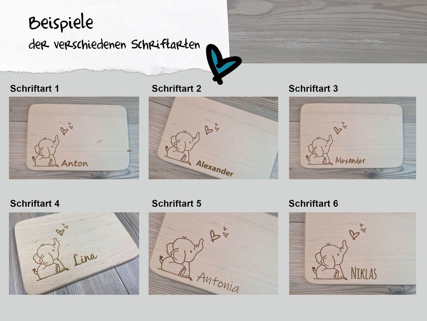 Brettchen "Elefant" - mit Name personalisiert - Deisterwerke