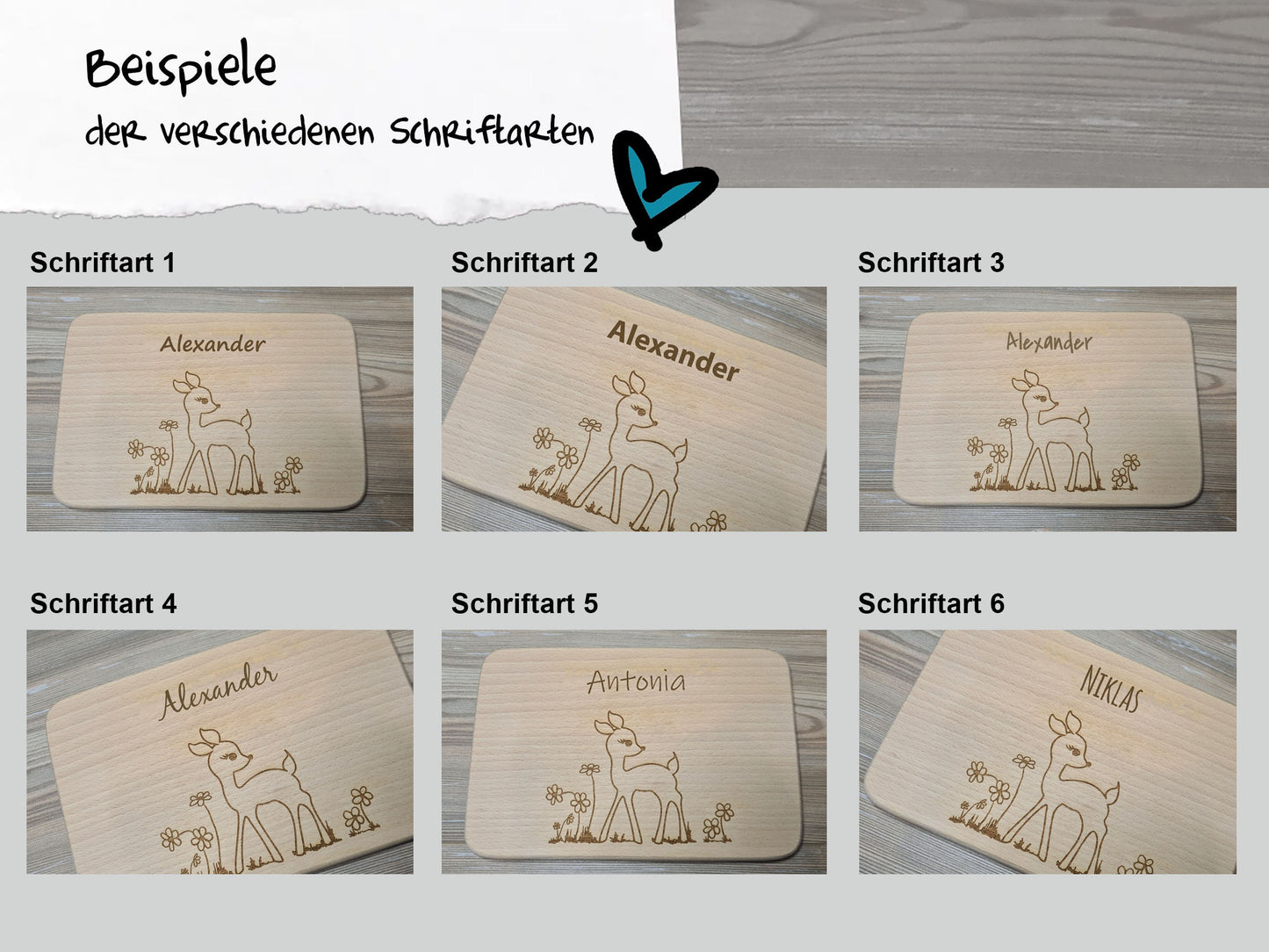 Brettchen "Rehkitz" - mit Name personalisiert - Deisterwerke
