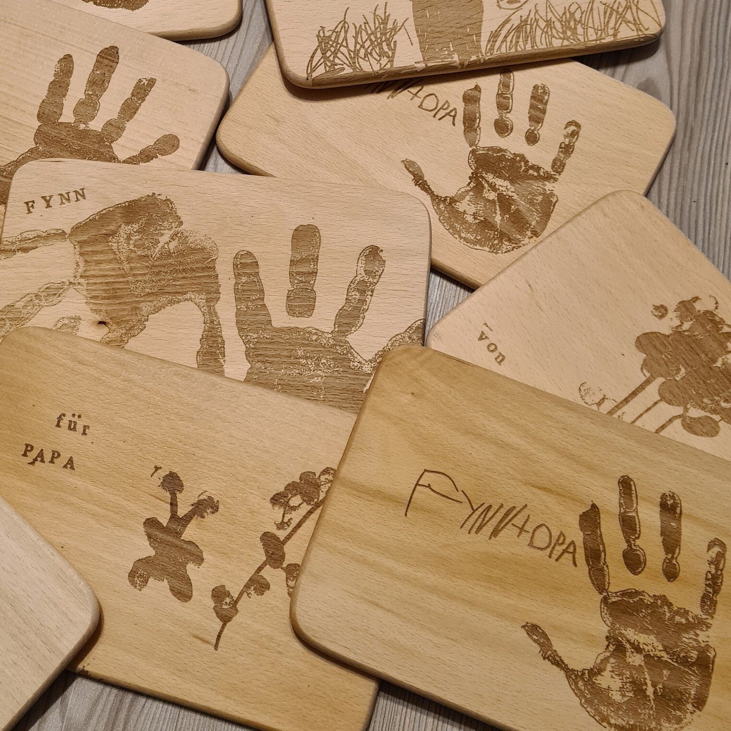 Brettchen Kinderkunstwerk - Kinderzeichnung im Original graviert - Deisterwerke