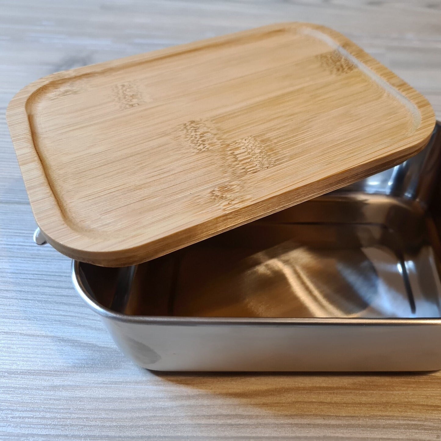 Lunchbox "Wald" - mit Name personalisiert - aus Edelstahl mit Bambusdeckel - Deisterwerke