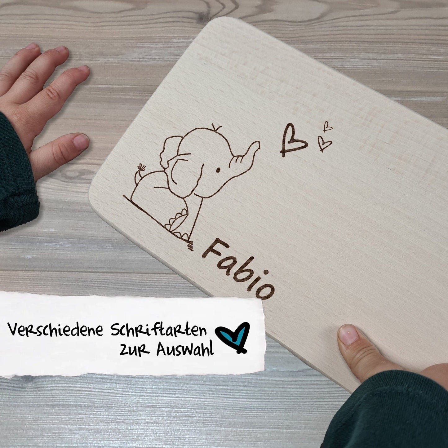 Brettchen "Elefant" - mit Name personalisiert - Deisterwerke