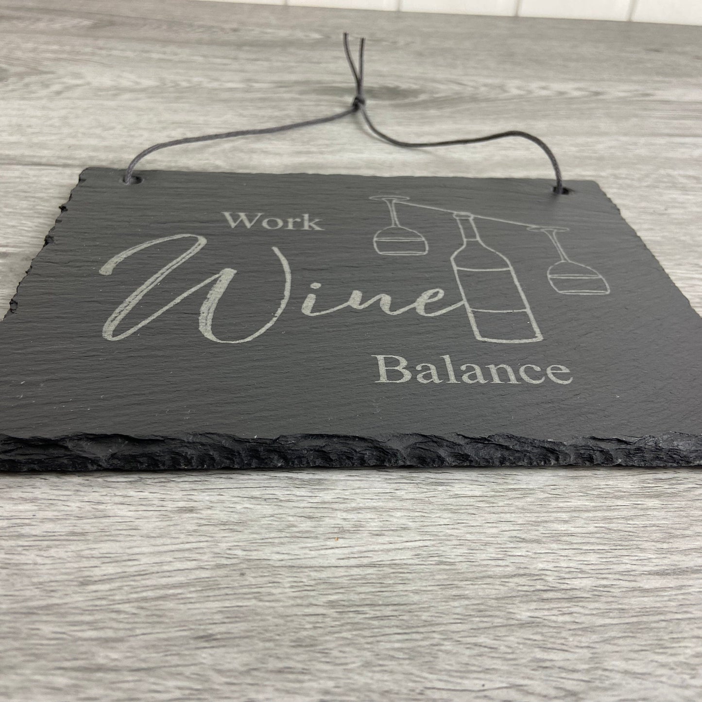Schieferschild "Work Wine Balance" - 15x20 cm - Deisterwerke