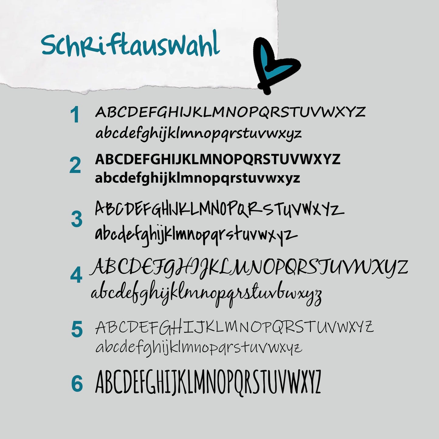 Schriftarten Übersicht Alpaka Brettchen mit Motiv und Name mit Herz in der Hand personalisiert dank individueller Gravur Affe Zootier Geschenkidee für Kinder zum Geburtstag Taufe Geburt Buchenbrett Holz verschiedene Schriftarten zur Auswahl