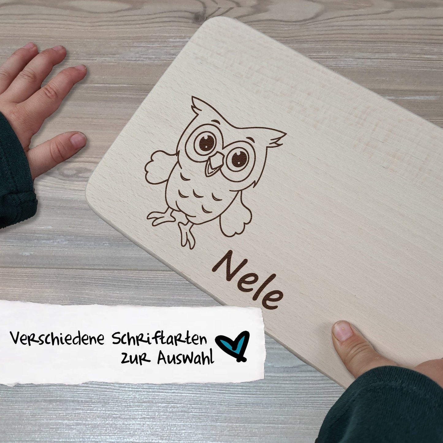 Brettchen "Eule" - mit Name personalisiert - Deisterwerke