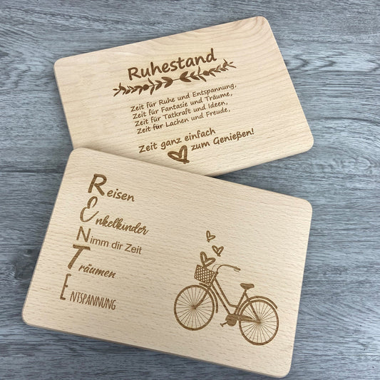 Brettchen zur Rente - Geschenk zur Rente/zum Ruhestand - Deisterwerke