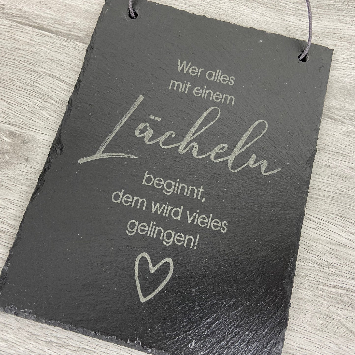 Schieferschild Spruch Lächeln - 15x20 cm - Deisterwerke