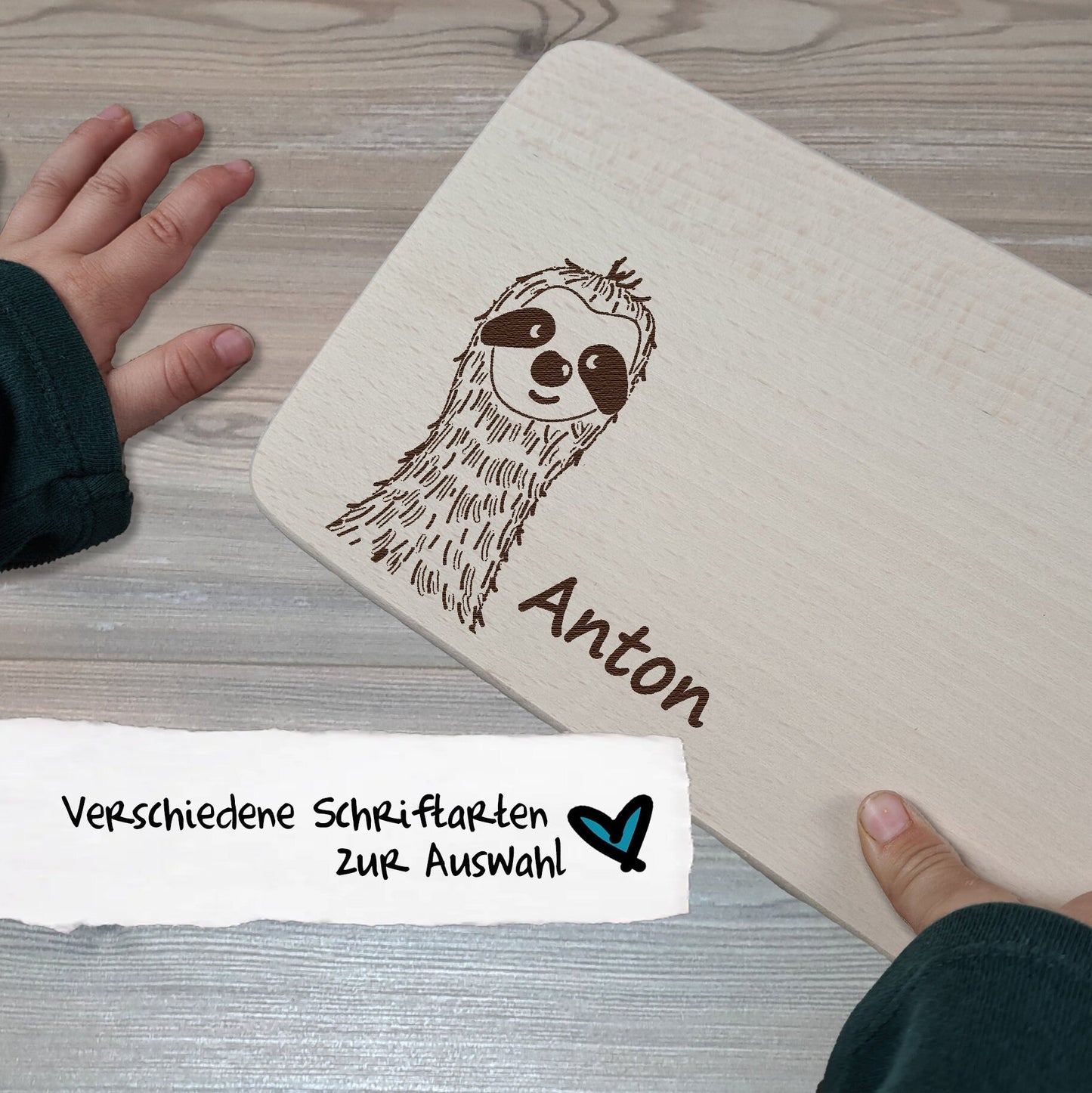 Brettchen "Faultier" - mit Name personalisiert - Deisterwerke