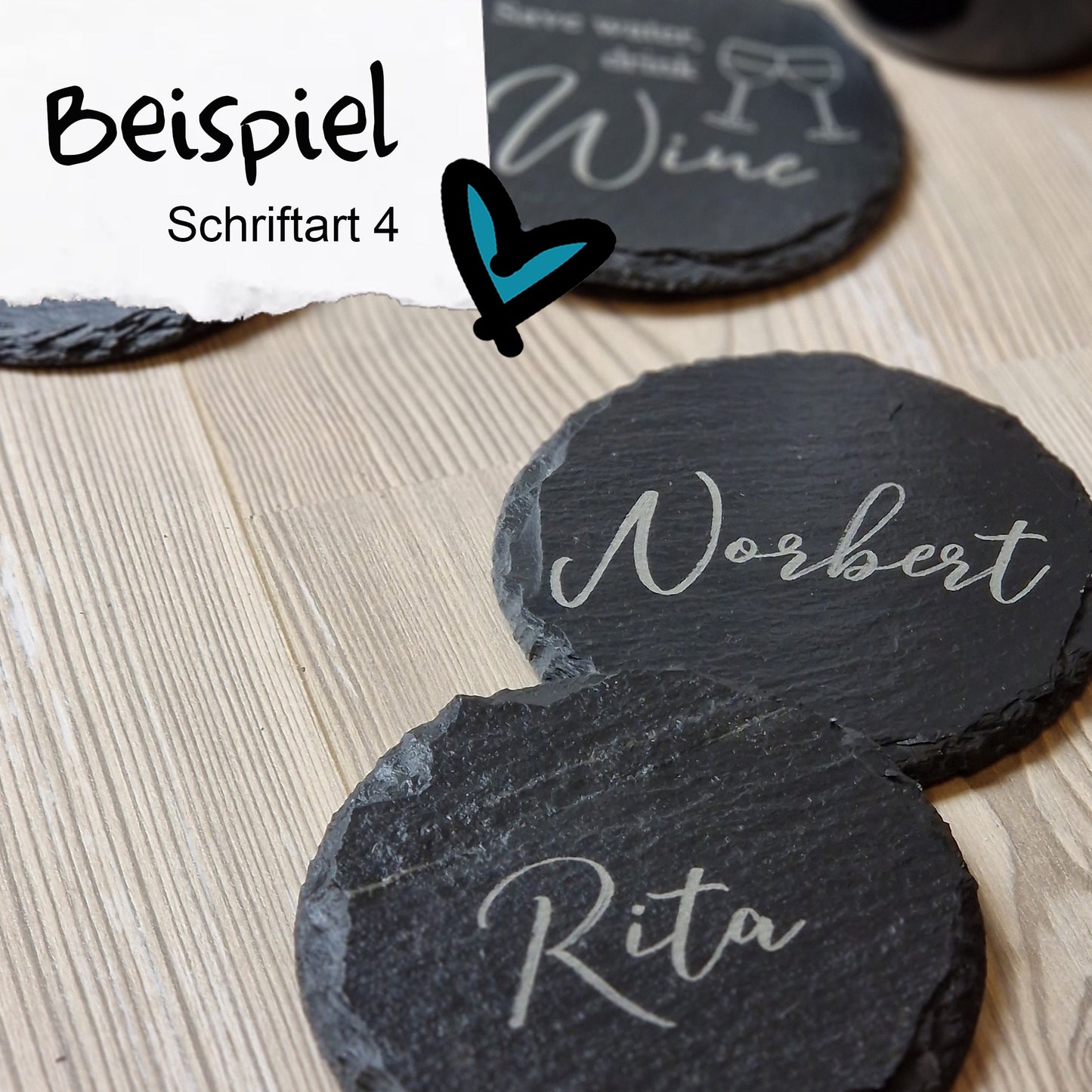 Untersetzer Schiefer - personalisiert mit Name - Deisterwerke