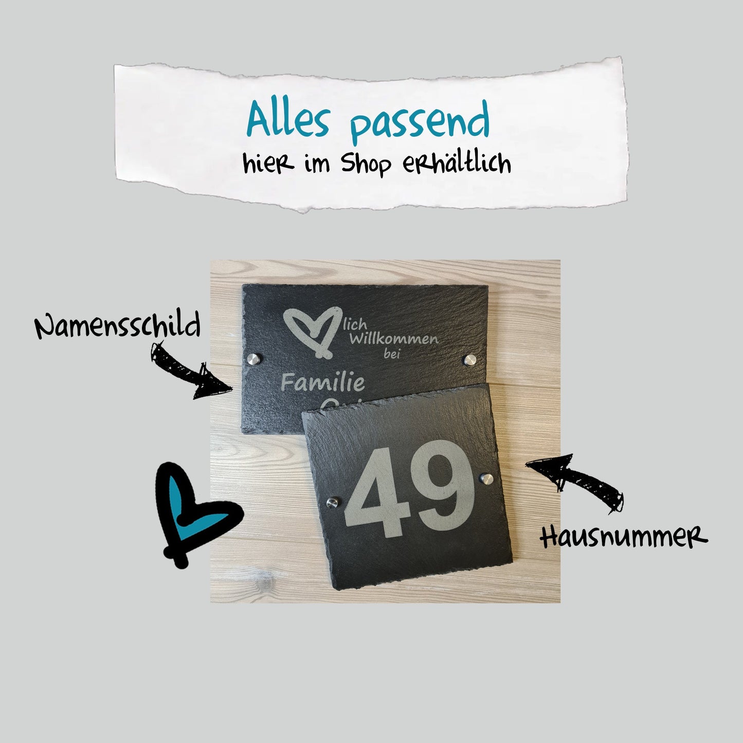 Türschild/Namensschild - Design 6 - personalisiert - Deisterwerke