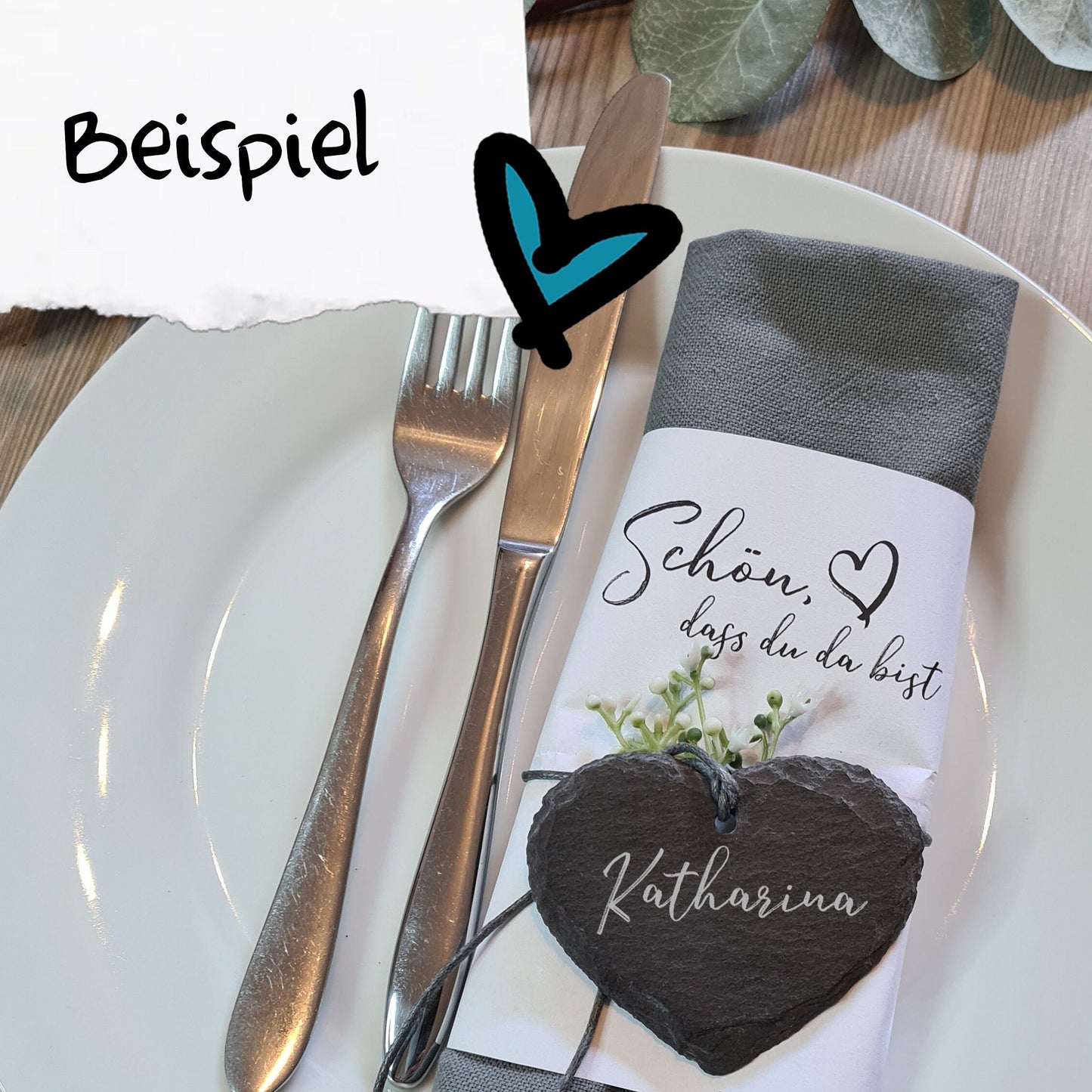 Schieferherz - mit Name, Text personalisiert - Deisterwerke