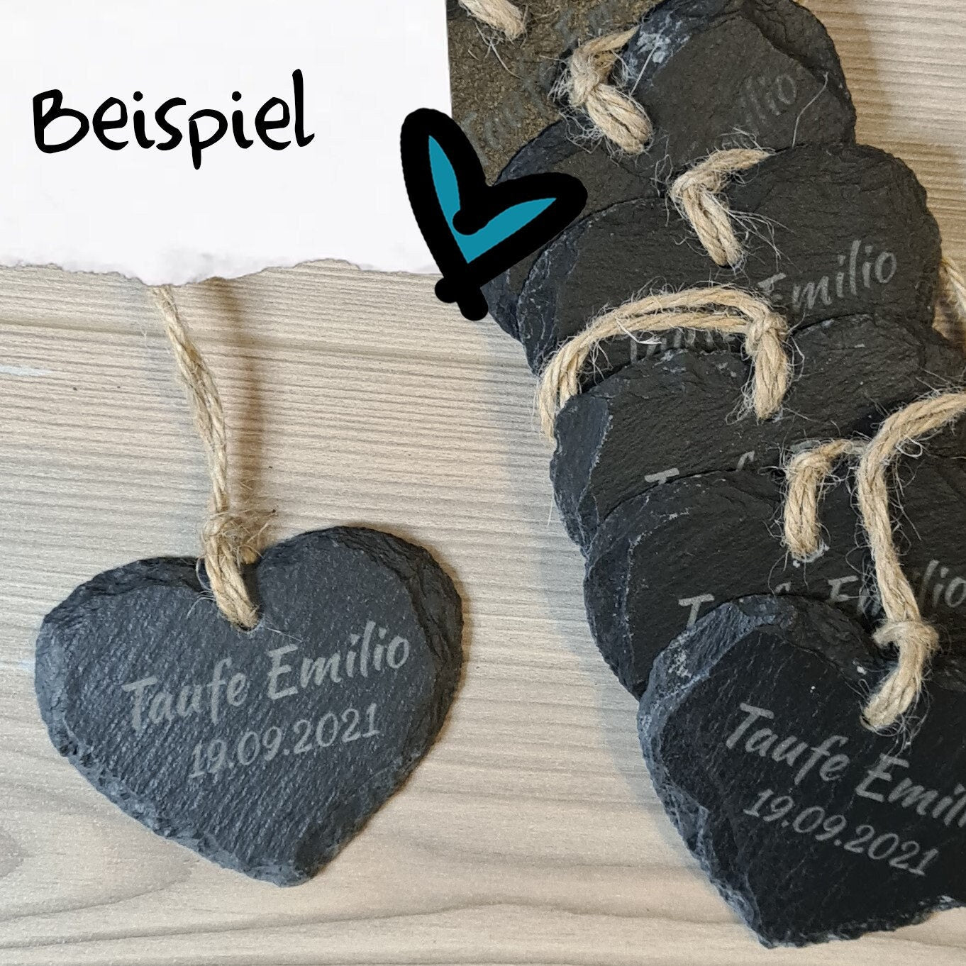 Schieferherz - mit Name, Text personalisiert - Deisterwerke