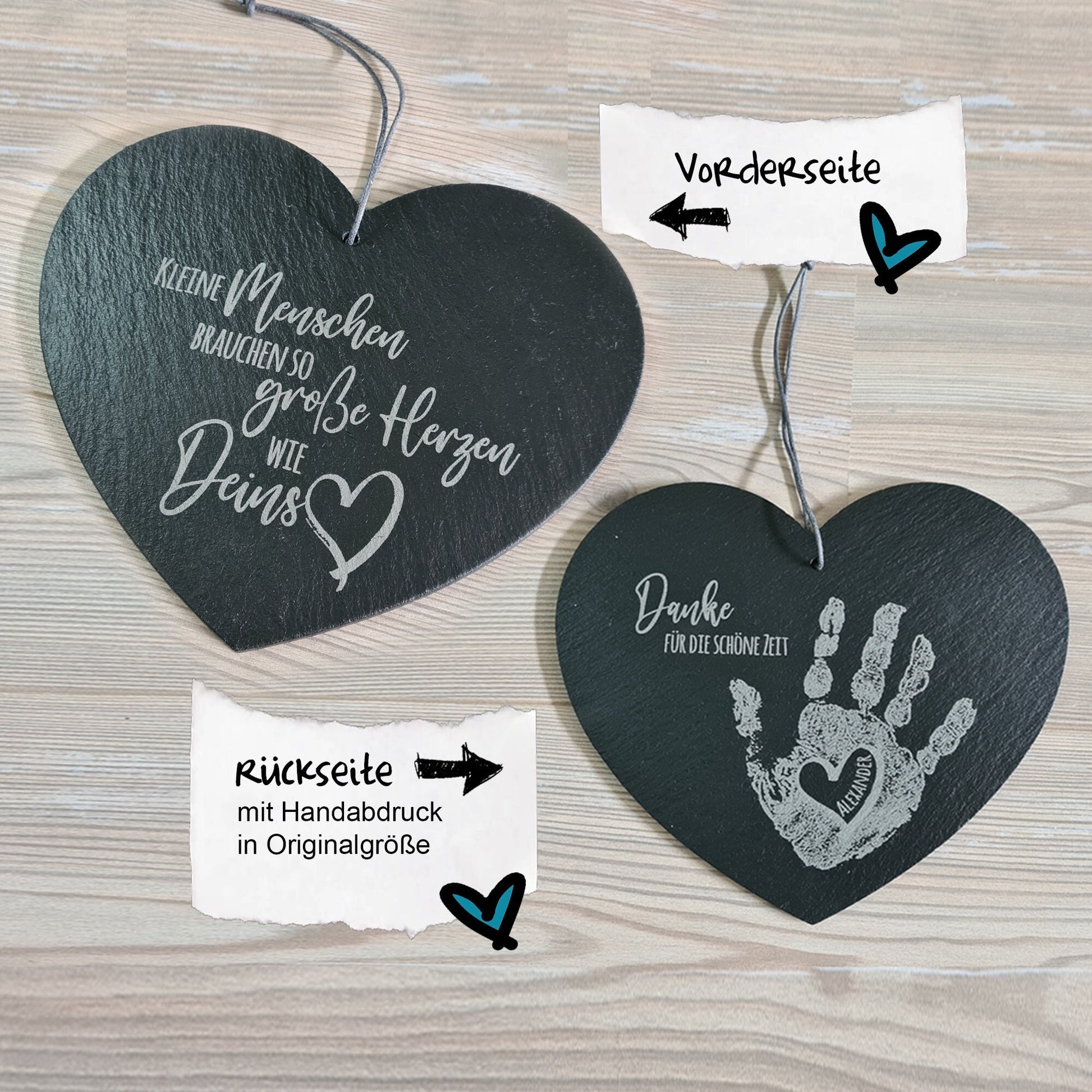 Schieferherz Abschied Tagesmutter/Tagesvater - inkl. Original-Handabdruck des Kindes - Deisterwerke