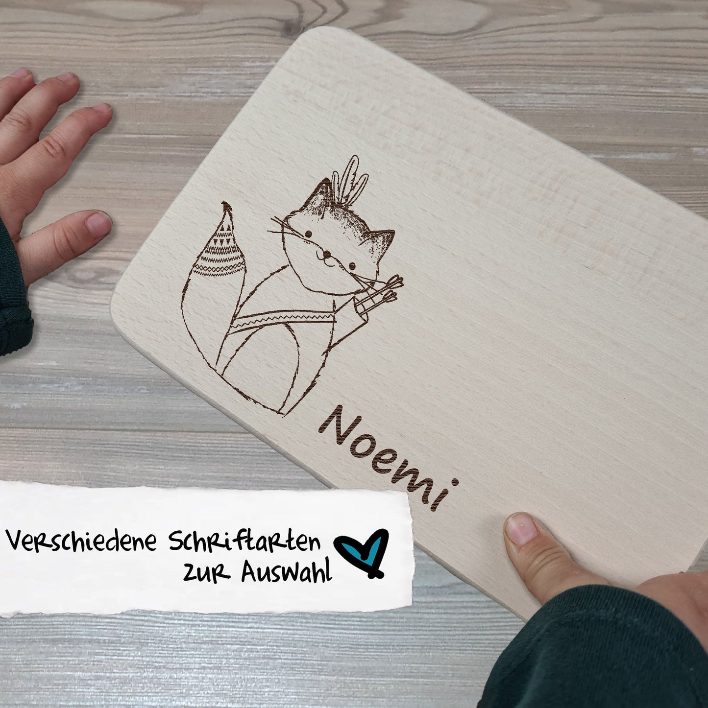 Brettchen "Fuchs" - mit Name personalisiert - Deisterwerke