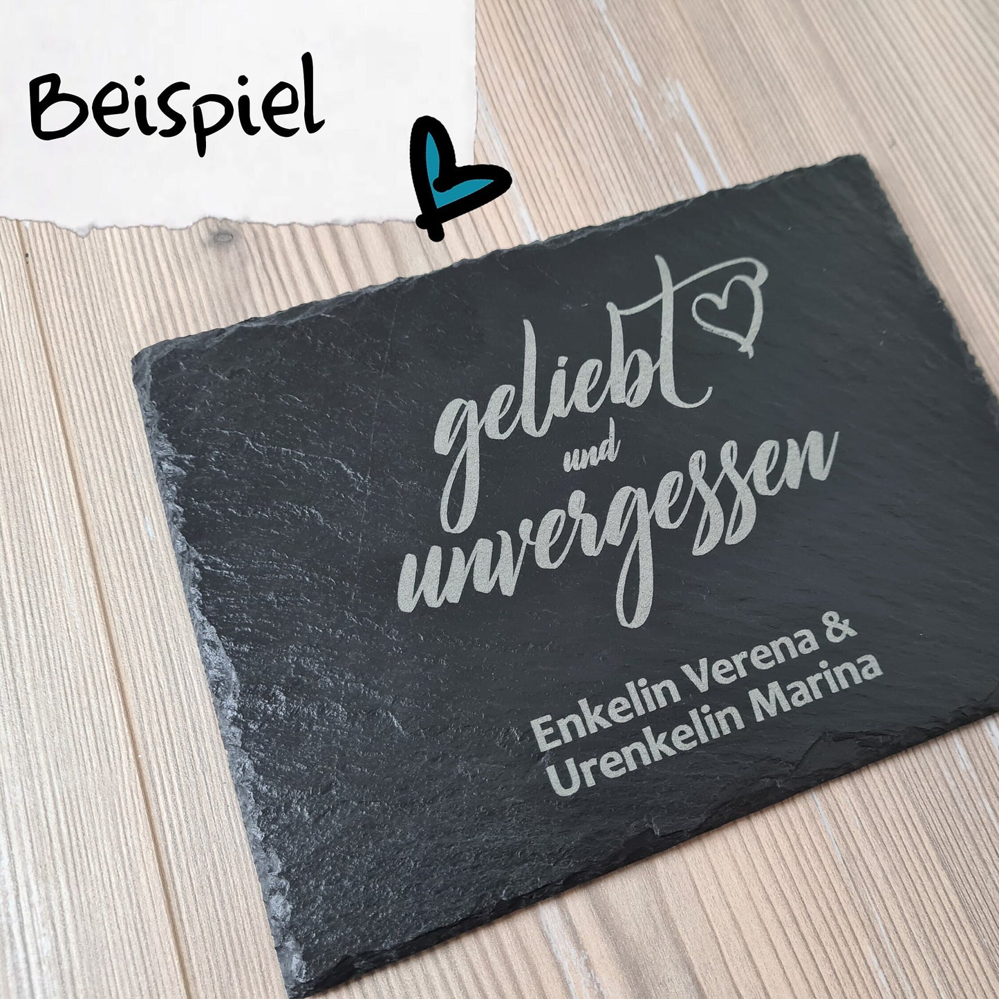 Schieferschild "Wunschdesign" - 16x26 cm - Wunschtext, Wunschmotiv - Deisterwerke