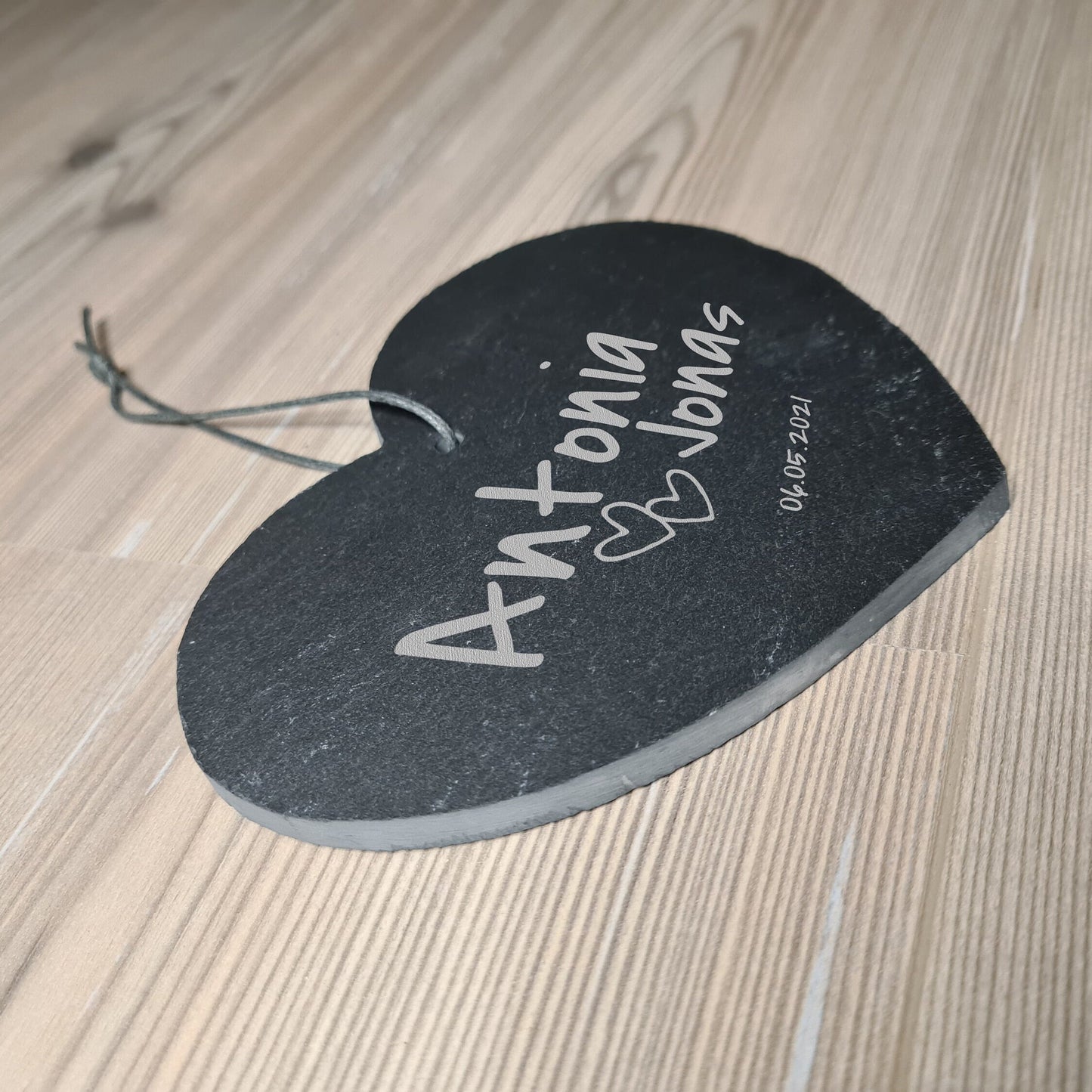 Schieferherz Hochzeit - Design 1 - personalisiert - Deisterwerke