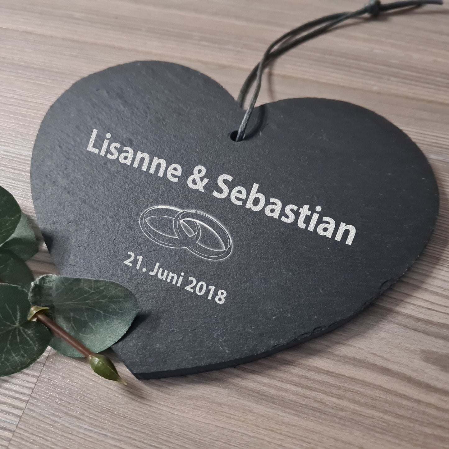Schieferherz Hochzeit - Design 5 - personalisiert - Deisterwerke