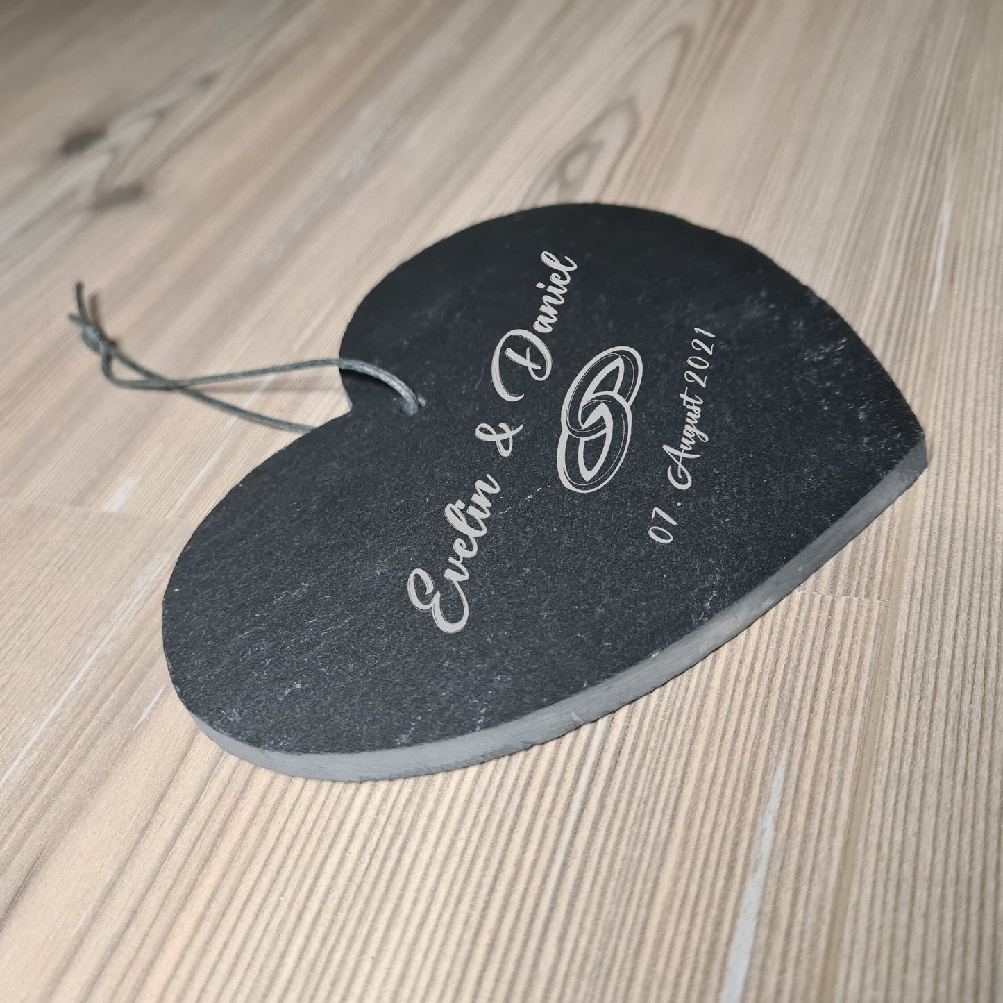 Schieferherz Hochzeit - Design 4 - personalisiert - Deisterwerke