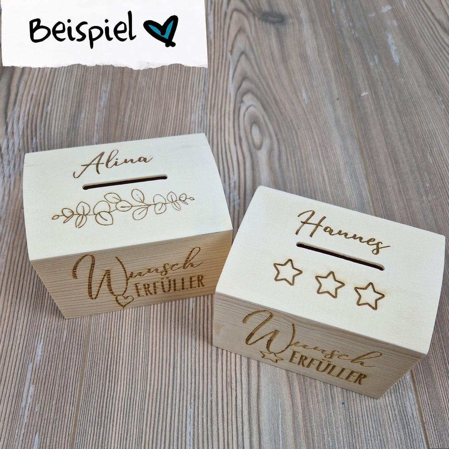 Spardose Truhe "Wunschdesign" - personalisiert mit Wunschmotiv/Name - Deisterwerke