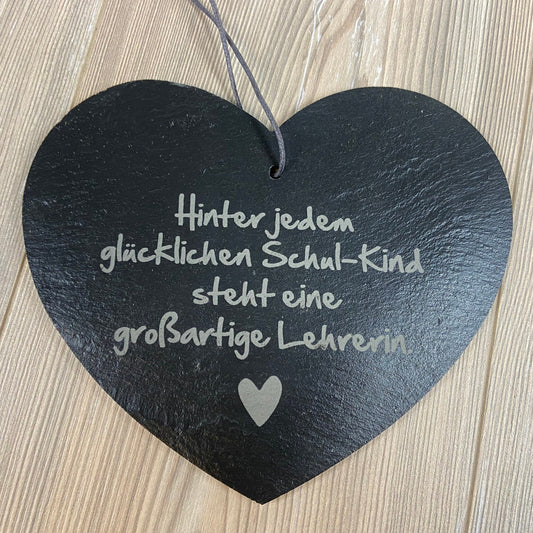 Schieferherz Schule Abschied - Danke sagen, Geschenk Lehrer/Lehrerin, Schule, Abschlusskinder Gemeinschaftsgeschenk - Deisterwerke