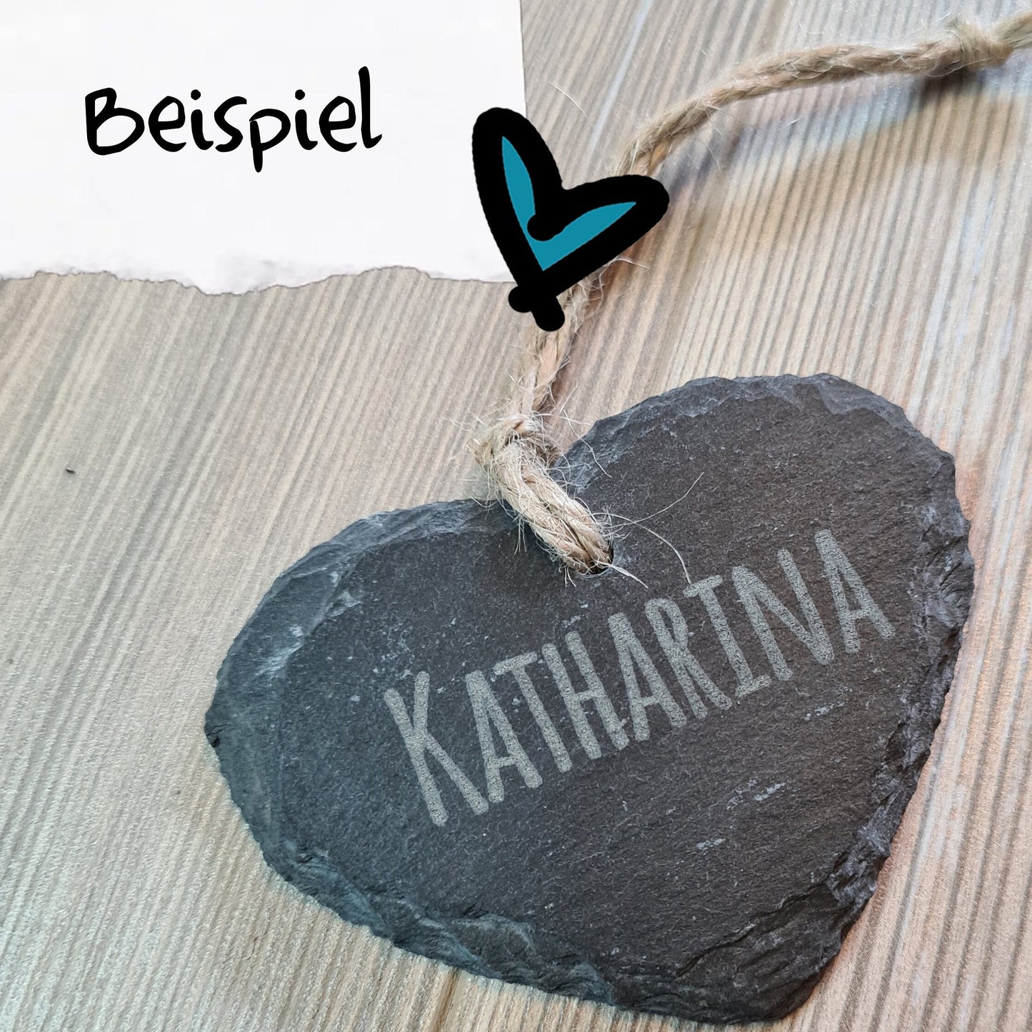 Schieferherz - mit Name, Text personalisiert - Deisterwerke