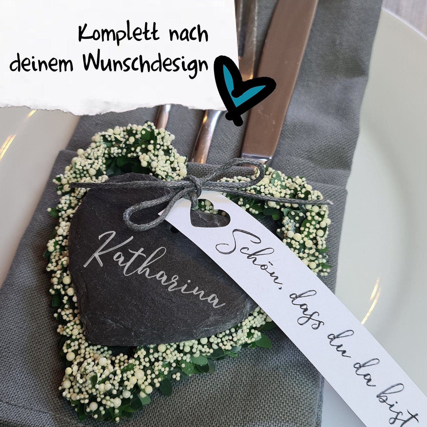 Schieferherz - mit Name, Text personalisiert - Deisterwerke