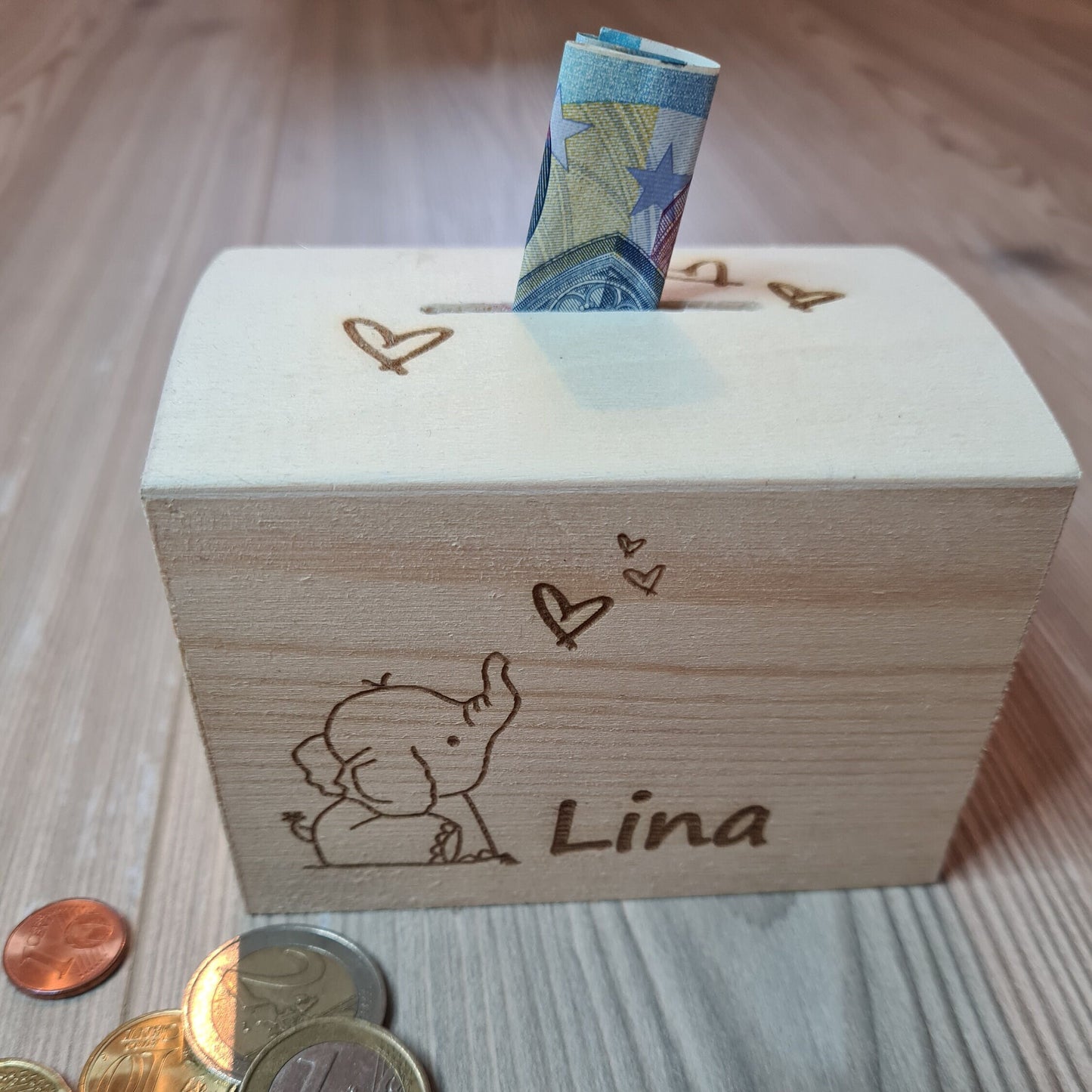 Spardose Truhe "Elefant" - mit Name personalisiert - Deisterwerke