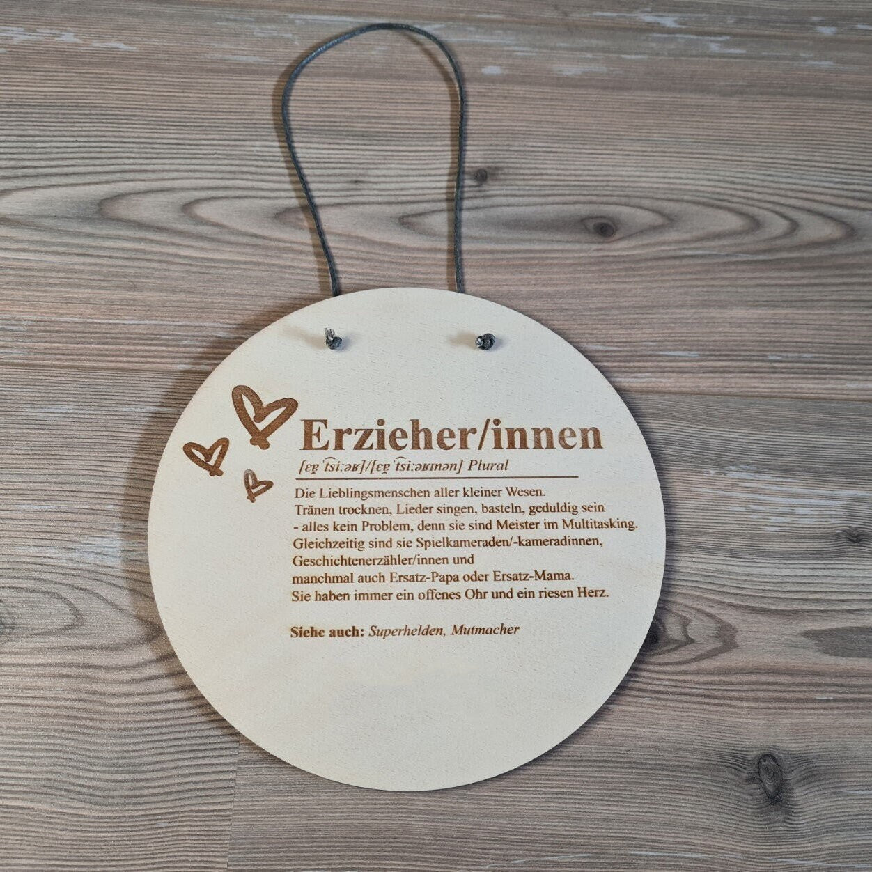 Holzschild Definition "Erzieher/innen" - Deisterwerke