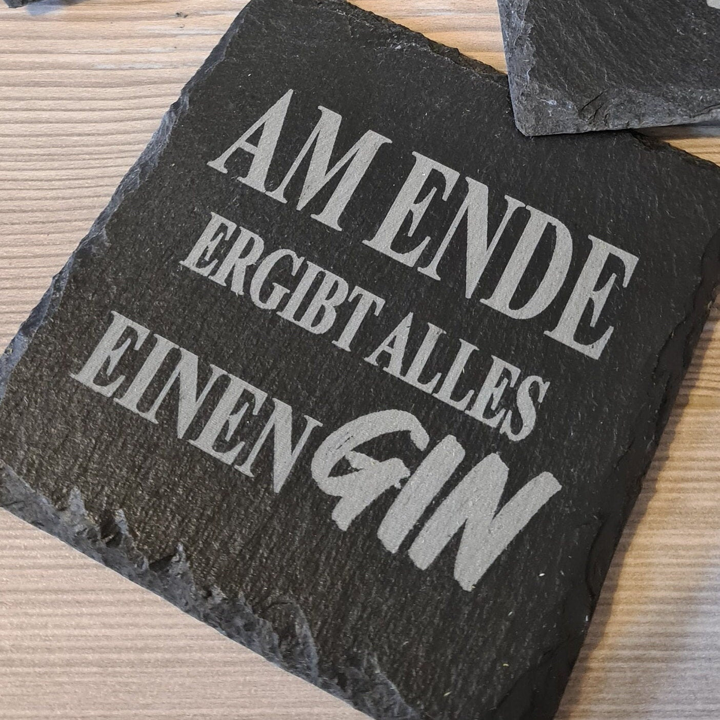 4er-Set - Untersetzer Schiefer - Gin-Sprüche - Deisterwerke
