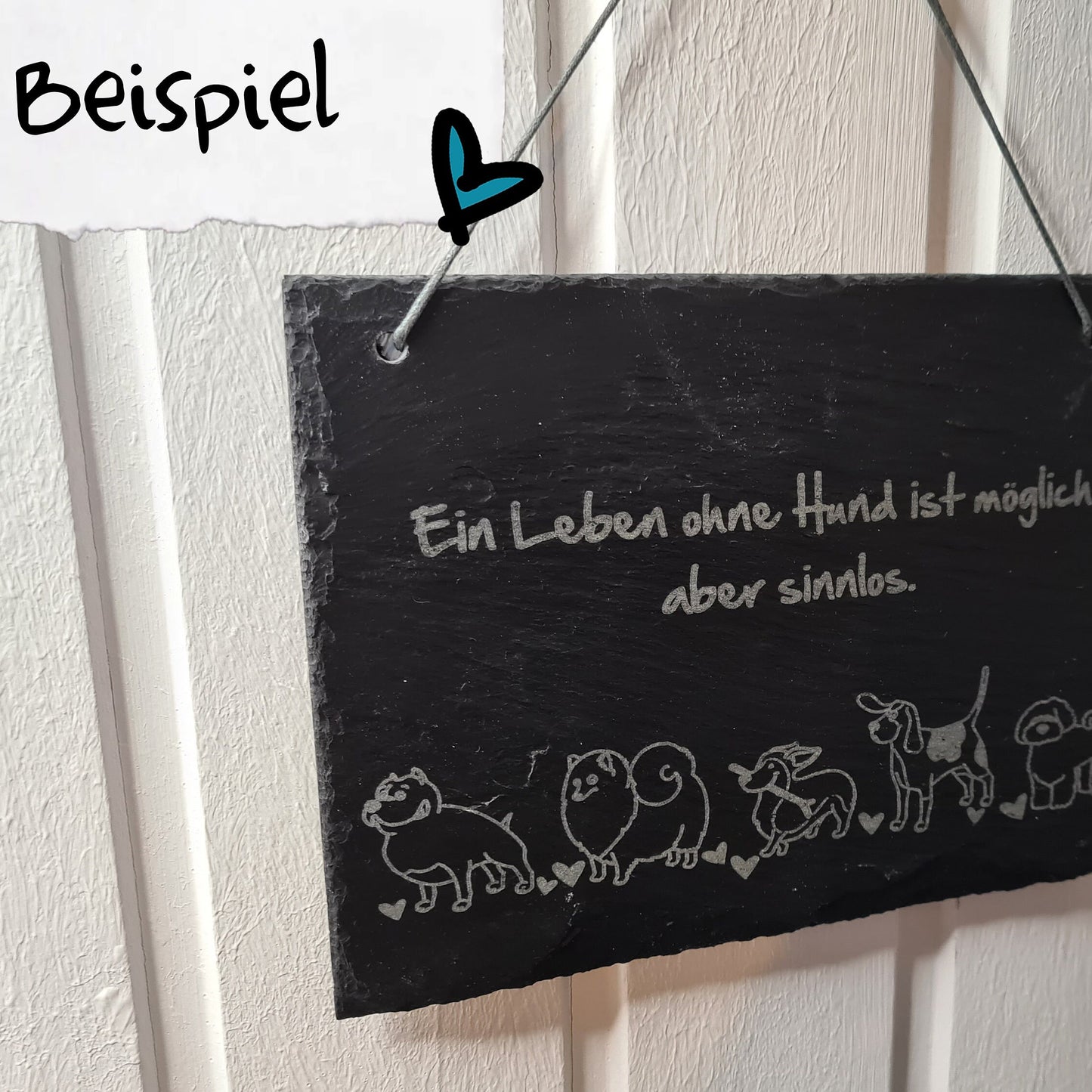 Schieferschild "Wunschdesign" - 16x26 cm - Wunschtext, Wunschmotiv - Deisterwerke