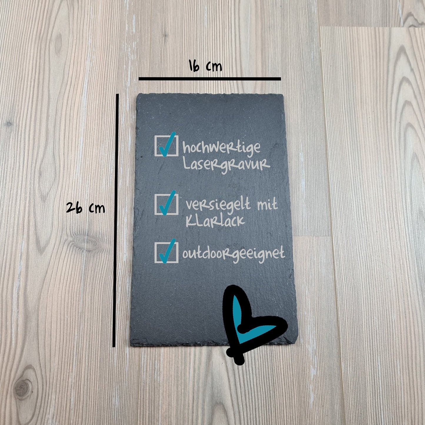 Schieferschild "Wunschdesign" - 16x26 cm - Wunschtext, Wunschmotiv - Deisterwerke