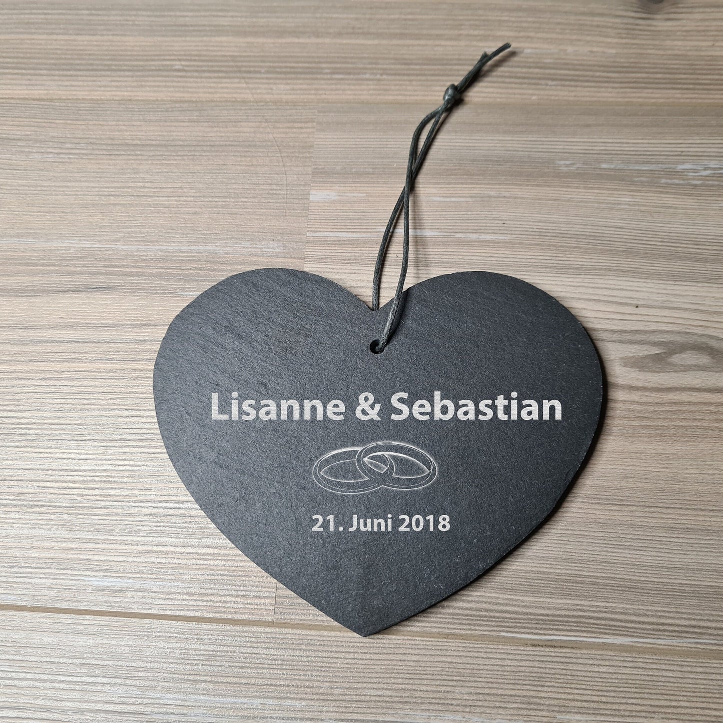 Schieferherz Hochzeit - Design 5 - personalisiert - Deisterwerke