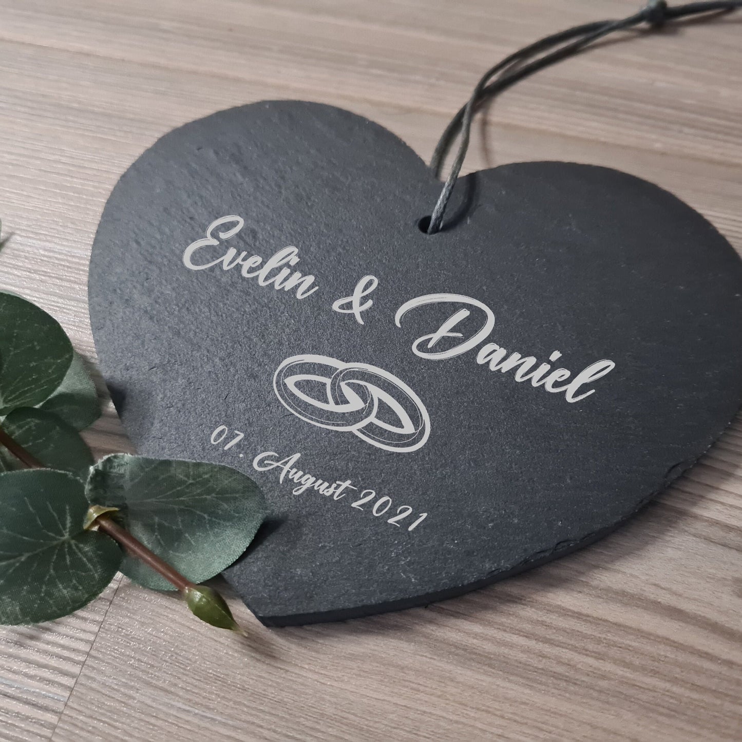 Schieferherz Hochzeit - Design 4 - personalisiert - Deisterwerke