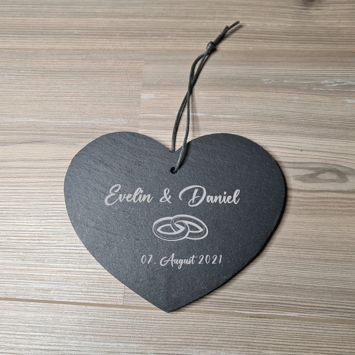 Schieferherz Hochzeit - Design 4 - personalisiert - Deisterwerke