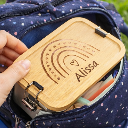 Brotdosen Lunchboxen personalisiert mit Gravur, Name, Wunschmotiv, Geschenk zur Einschulung, Kita