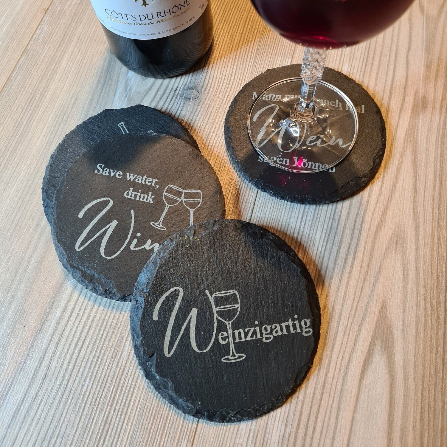 Personalisierte Schieferuntersetzer mit Gravur